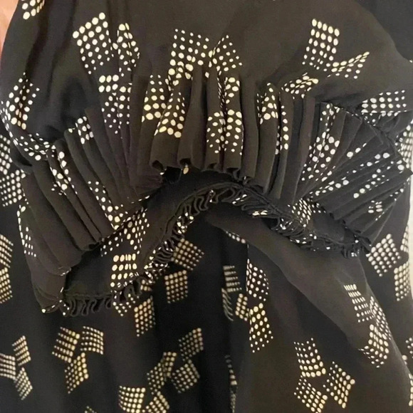 Diane Von Furstenberg Womens Ruffle Sleeve Abstract Silk Blouse - Picture 2 of 9